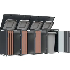 Mülltonnenbox 'Status 4' anthrazit/Holzoptik 265 x 80 x 116 cm