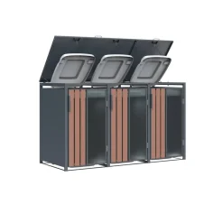 Mülltonnenbox 'Status 3' anthrazit/Holzoptik 198 x 80 x 116 cm
