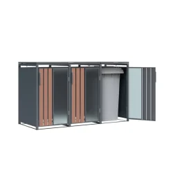 Mülltonnenbox 'Status 3' anthrazit/Holzoptik 198 x 80 x 116 cm