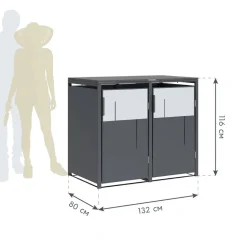 Mülltonnenbox 'Tonus 2' dunkelgrau/grau 132 x 80 x 116 cm