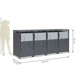 Mülltonnenbox 'Tonus 4' dunkelgrau/grau 265 x 80 x 116 cm