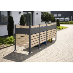 Mülltonnenverkleidung 'Planum' Stahl Holzoptik 330 x 90 x 120 cm