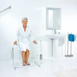 Mobile WC-Aufstehhilfe mit Ablagekorb 'Comfort' weiß, bis 100 kg