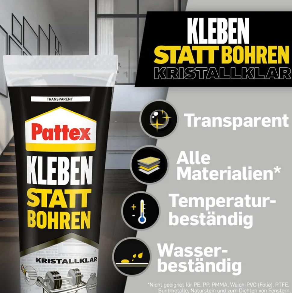 Montagekleber 'Kleben statt Bohren Kristallklar' transparent 90 g
