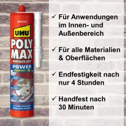 Montagekleber 'POLY MAX Power' weiß 425 g