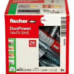 Montage-Set 'Duopower' Dübel und Schrauben, Ø 14 x 70 mm, 8-teilig