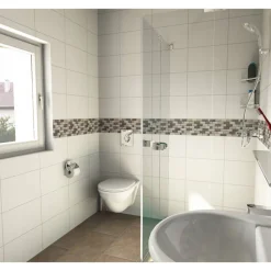 Mosaikfliese 'Athens' Naturstein beige grau brick 30 x 30 cm