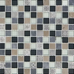 Mosaikfliese 'Boston' Materialmix grau 30 x 30 cm