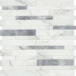 Mosaikfliese 'Easyglue' selbstklebend weiß/grau Kunststoff 30,5 x 30,5 cm