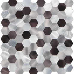 Mosaikfliese 'Easyglue' selbstklebend Aluminium silberfarben 28 x 29 cm