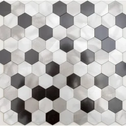 Mosaikfliese 'Easyglue' selbstklebend Aluminium silberfarben 28 x 29 cm