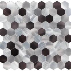 Mosaikfliese 'Easyglue' selbstklebend Aluminium silberfarben 28 x 29 cm