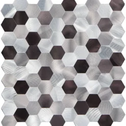 Mosaikfliese 'Easyglue' selbstklebend Aluminium silberfarben 28 x 29 cm