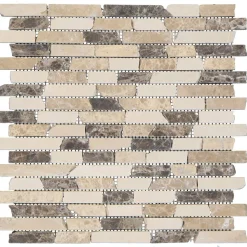 Mosaikfliese 'Emperador' Naturstein beige/grau/braun 30 x 30 cm