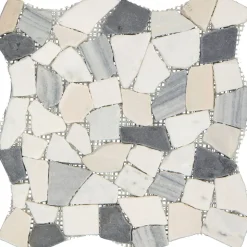 Mosaikfliese 'Peb' Naturstein beige-schwarz 29 x 29 cm