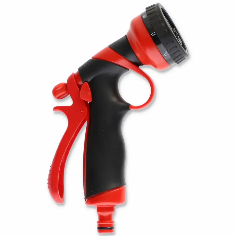 Multifunktionsbrause mit 8 Strahlarten, rot/schwarz 1/2"