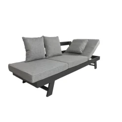 Multifunktionssofa 'Donna' verstellbar Aluminium schwarz 216 x 70 x 74 cm