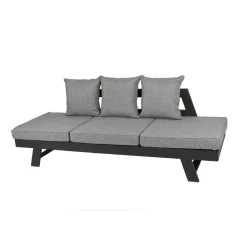 Multifunktionssofa 'Donna' verstellbar Aluminium schwarz 216 x 70 x 74 cm