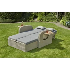 Multifunktionssofa 'Wanda' 2-Sitzer beige/grau 115,5 x 90 x 89 cm