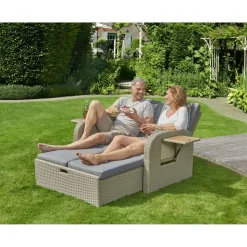 Multifunktionssofa 'Wanda' 2-Sitzer beige/grau 115,5 x 90 x 89 cm