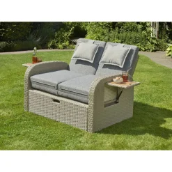 Multifunktionssofa 'Wanda' 2-Sitzer beige/grau 115,5 x 90 x 89 cm