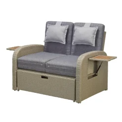 Multifunktionssofa 'Wanda' 2-Sitzer beige/grau 115,5 x 90 x 89 cm