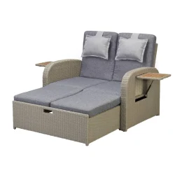 Multifunktionssofa 'Wanda' 2-Sitzer beige/grau 115,5 x 90 x 89 cm
