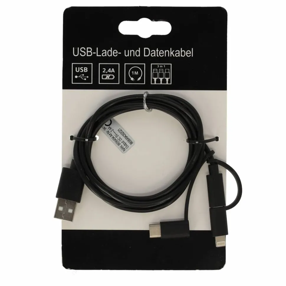 Multi-Ladekabel 3-in-1 schwarz 1 m