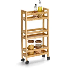 Nischen-Rollwagen Bambus/MDF naturfarben 36 x 74 x 15 cm