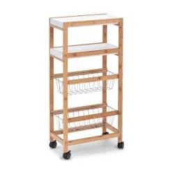 Nischen-Rollwagen weiß/naturfarben 40 x 82,5 x 22 cm