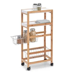Nischen-Rollwagen weiß/naturfarben 40 x 82,5 x 22 cm