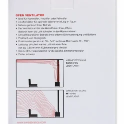 Ofen-Ventilator schwarz 20,5 x 19,3 x 12 cm
