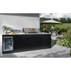 Outdoorküche 'Bradford' schwarz 270 x 92 x 120 cm