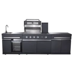 Outdoorküche 'King Range' schwarz 282 x 58 x 112 cm