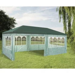 Pavillon grün/weiß gestreift 295 x 590 cm
