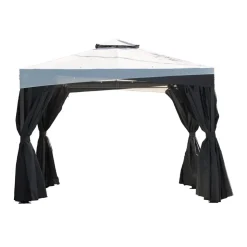 Pavillon 'Malta 1010' schwarz/grau 300 x 300 x 271 cm, mit Moskitonetzen und Vorhangset
