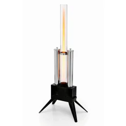Pellet-Feuersäule Edelstahl schwarz 34,5 x 135 x 53,5 cm