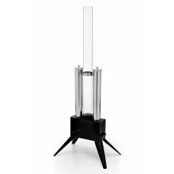 Pellet-Feuersäule Edelstahl schwarz 34,5 x 135 x 53,5 cm