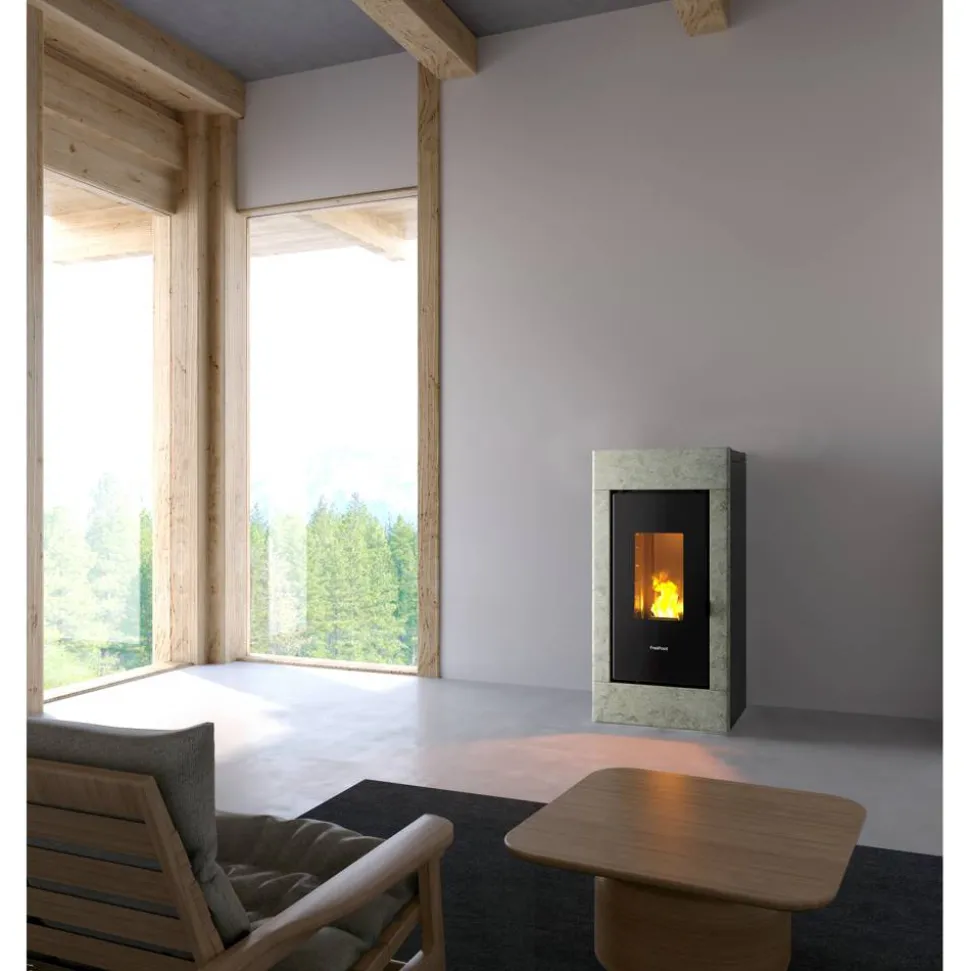 Pelletofen 'Accent K' Naturstein/Stahl schwarz 2,5 - 7,7 kW
