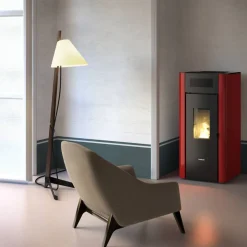 Pelletofen 'Amaranto' Stahl bordeaux 2,5 - 8,5 KW