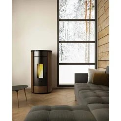 Pelletofen 'Globe' Stahl schwarz/braun 10,5 kW