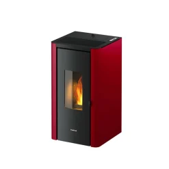 Pelletofen 'Indigo' Stahl schwarz/rot 7 kW