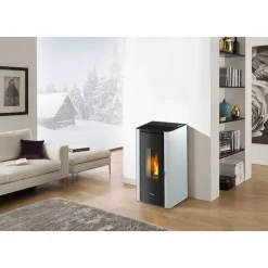 Pelletofen 'Indigo' Stahl schwarz/weiß 7 kW