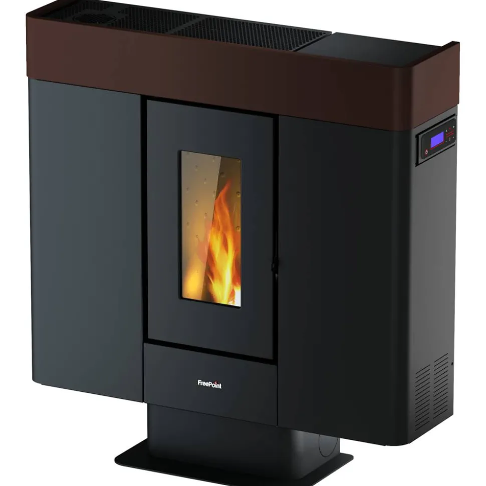 Pelletofen 'Moon' Stahl schwarz/braun 10 kW