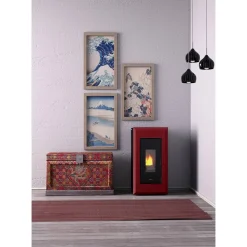Pelletofen 'Vega' Stahl schwarz/rot 10,5 kW