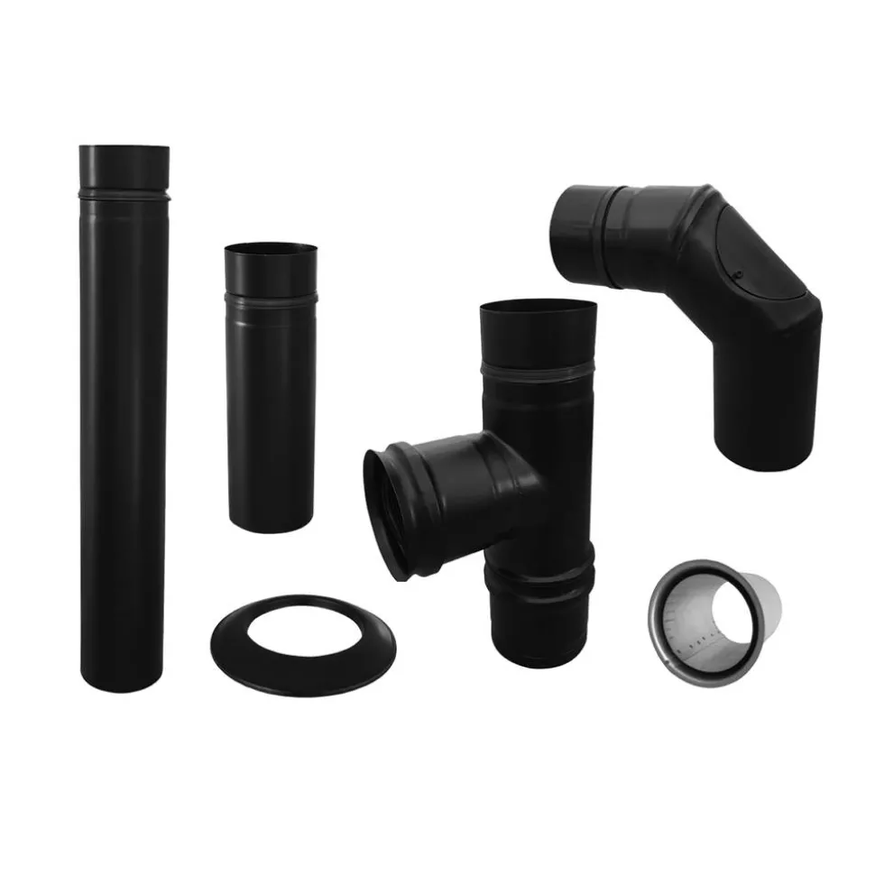 Pelletofenrohr-Set schwarz Ø 80 mm 6-teilig