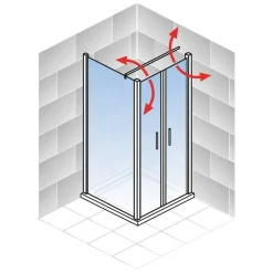 Pendeltür mit Seitenwand 'Garant 2.0' Alu-Naturfarben für Duschwanneneinbaumaß 875 - 900 / 880 - 900 mm