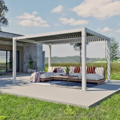Pergola 'Hana 1013' creme 400 x 300 x 225 cm, mit verstellbare Lamellen