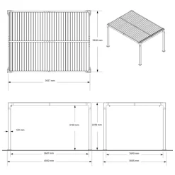 Pergola 'Hana 1013' creme 400 x 300 x 225 cm, mit verstellbare Lamellen