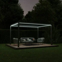 Pergola 'Shade' dunkelgrau mit Beleuchtung 395 x 230 x 290 cm